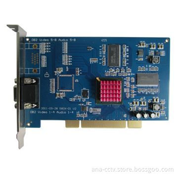 8CH D1 Real-time DVR Card, Techwell 5864 Chipset, 8CH Video Input, 8CH Audio Input, 3G Mobile View